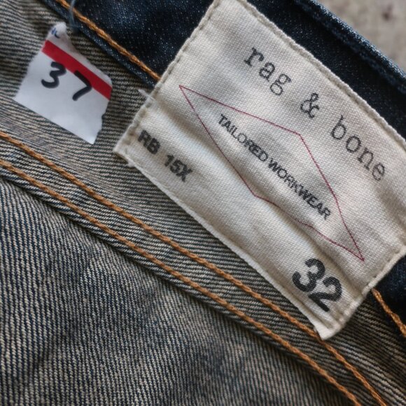 Mens Rag & Bone Slim Straight Dark Blue Jeans 32 - Picture 7 of 7